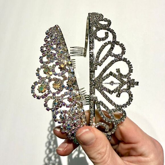 Set of 2 Rhinestone Silver Tiaras - Picture 8 of 8
